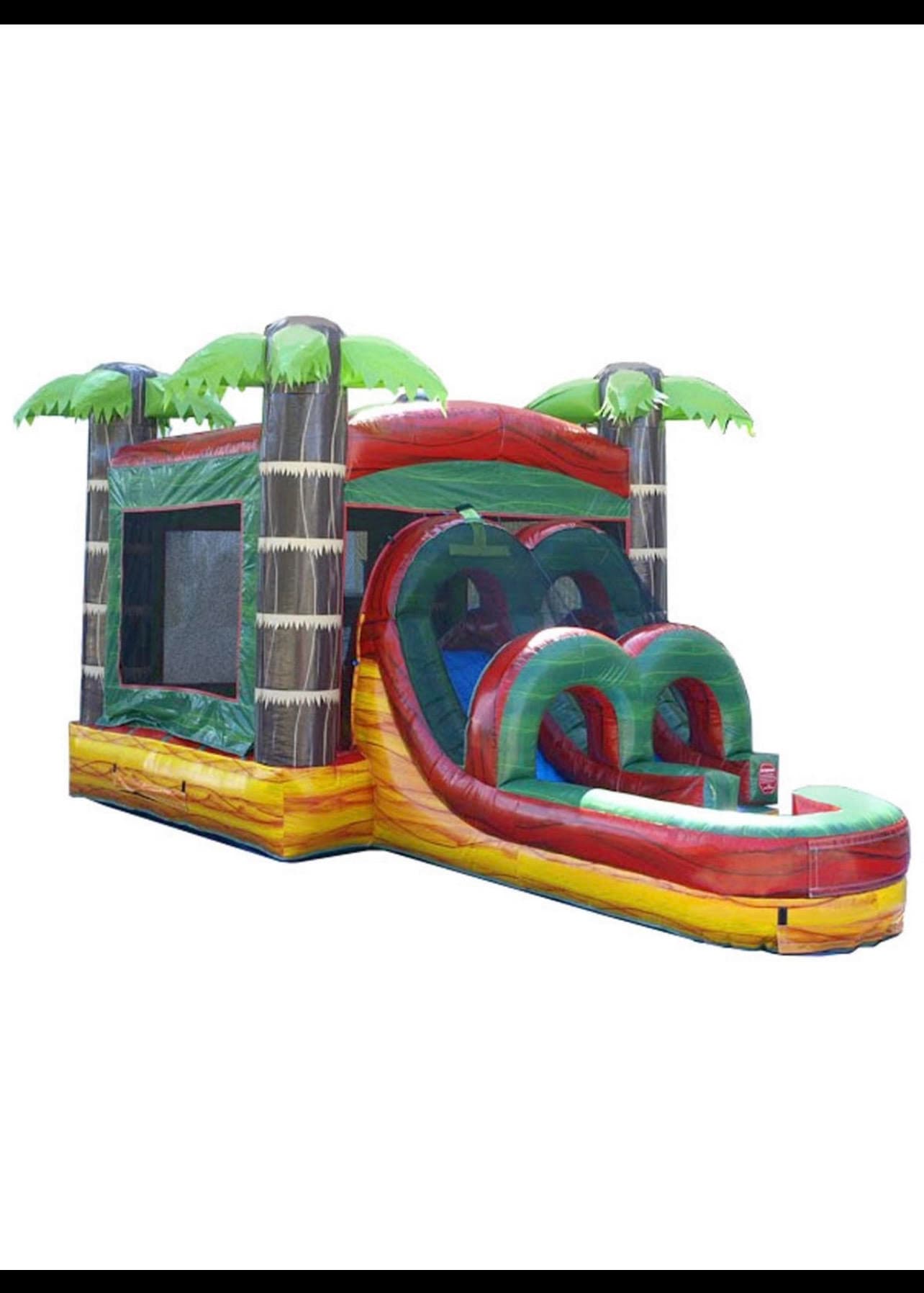 Marble Tropical Bounce House With Slide Wet/Dry