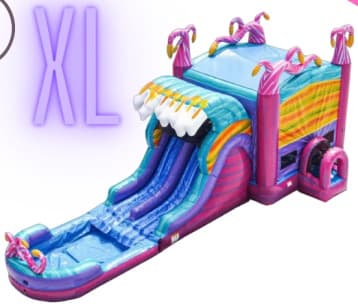 A XL Mysterious Jungle Double Lane WET OR DRY Slide & Bounce Combo
