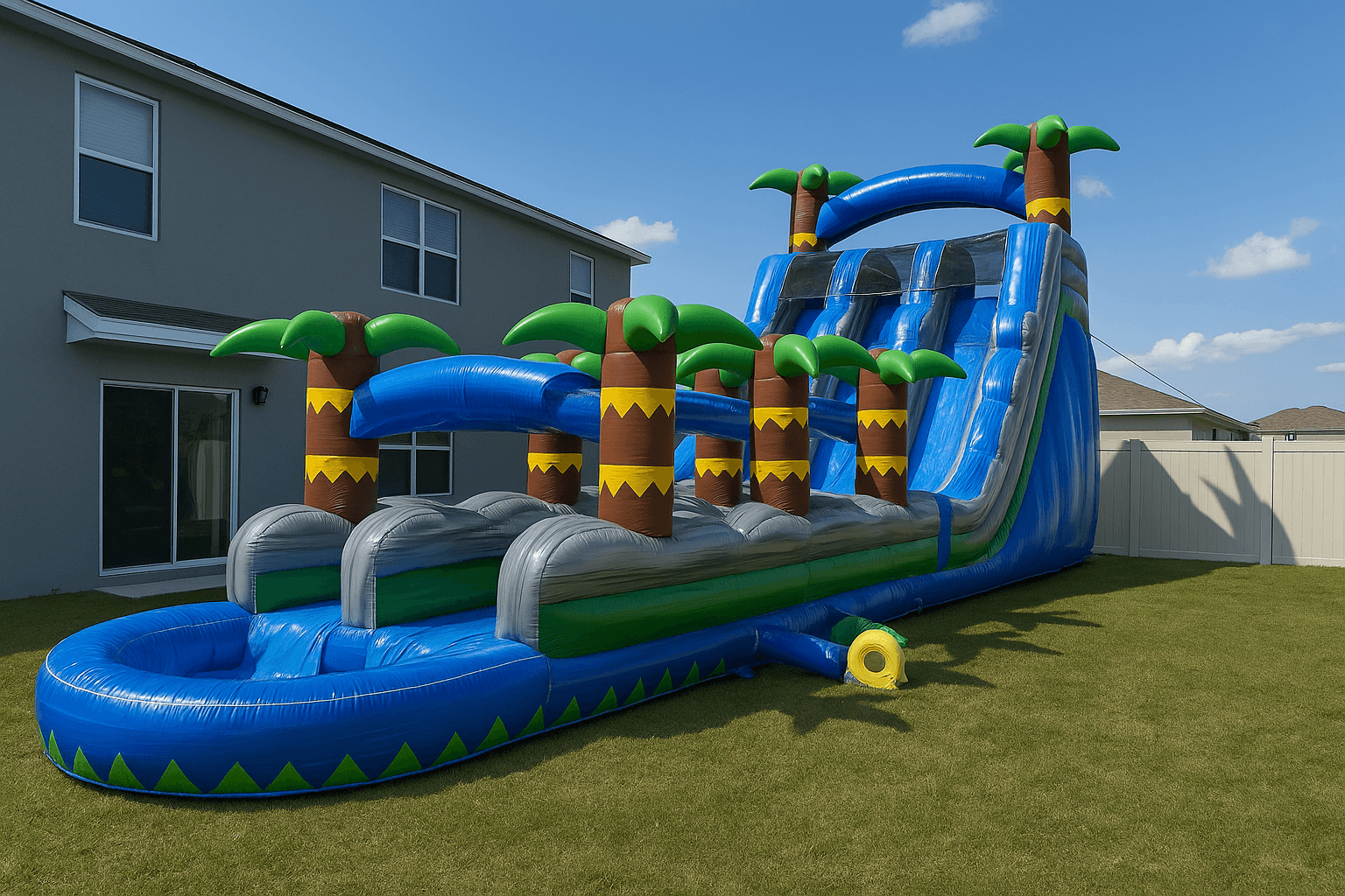 22' Big Blue Dual Lane Water Slide with Slip N Slide & Pool