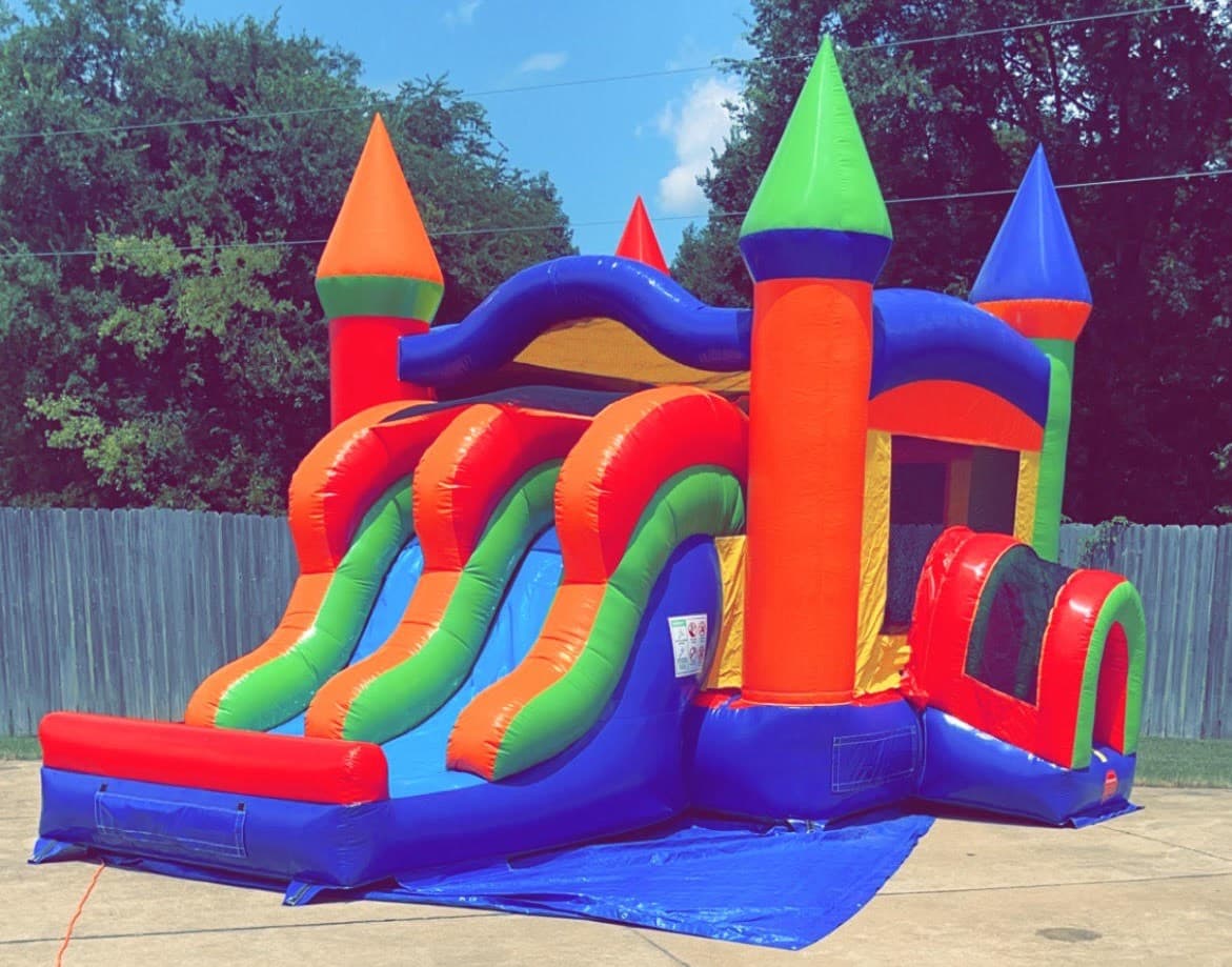 Colorful Bounce House Double Slide