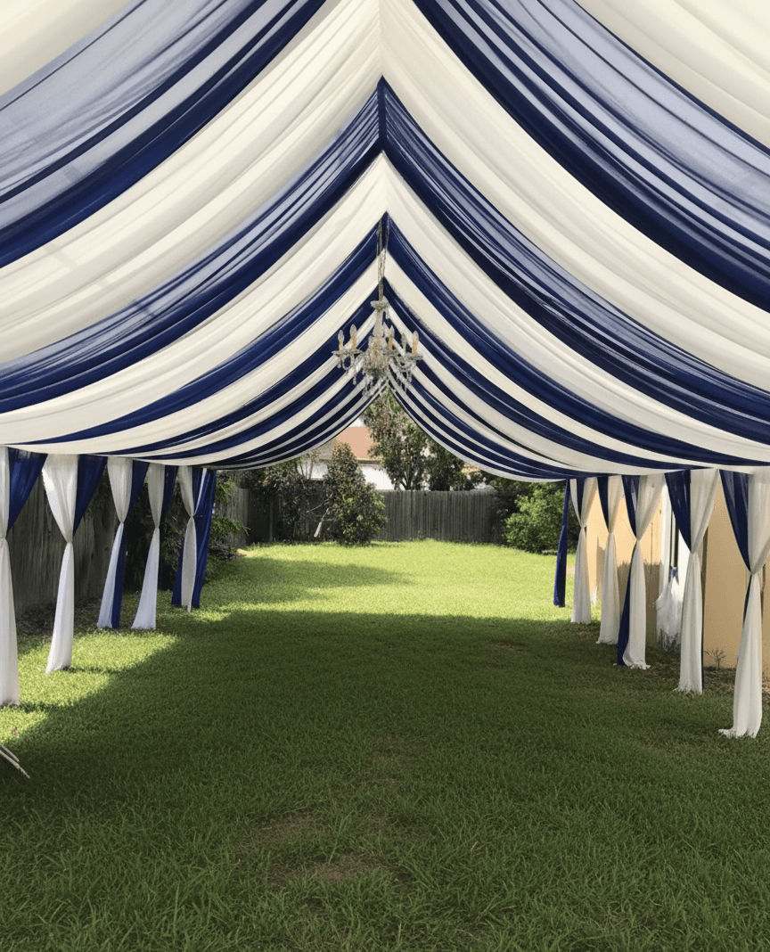 12'x20' Blue Tent With Draping