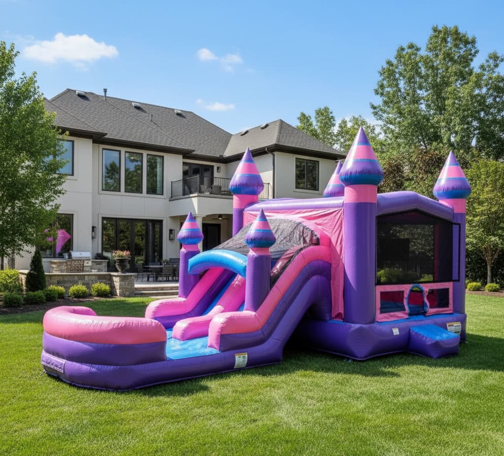 Double Lane Purplish WET OR DRY Slide & Bounce Combo