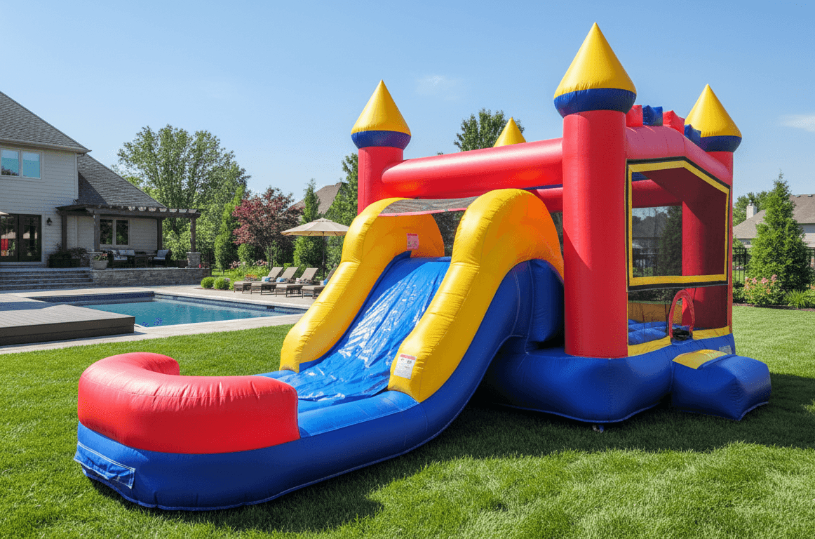 Multicolor Single Lane WET OR DRY Slide & Bounce Combo