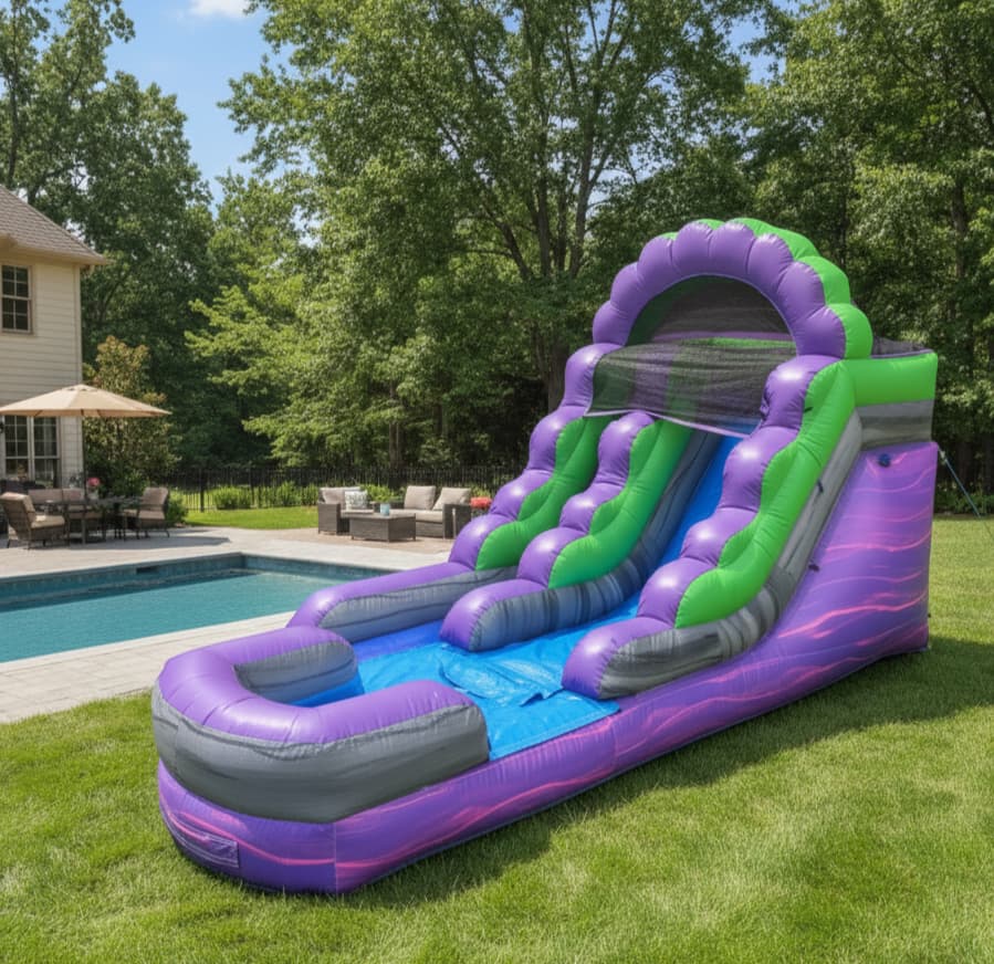 14' Purple Dream Inflatable Slide w/ Water Option