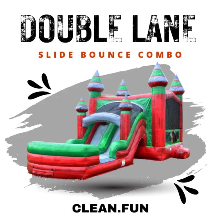 Double Lane Midnight WET OR DRY Slide & Bounce Combo