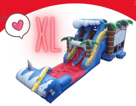 A Xl Shark Attack Double Lane WET OR DRY Slide & Bounce Combo