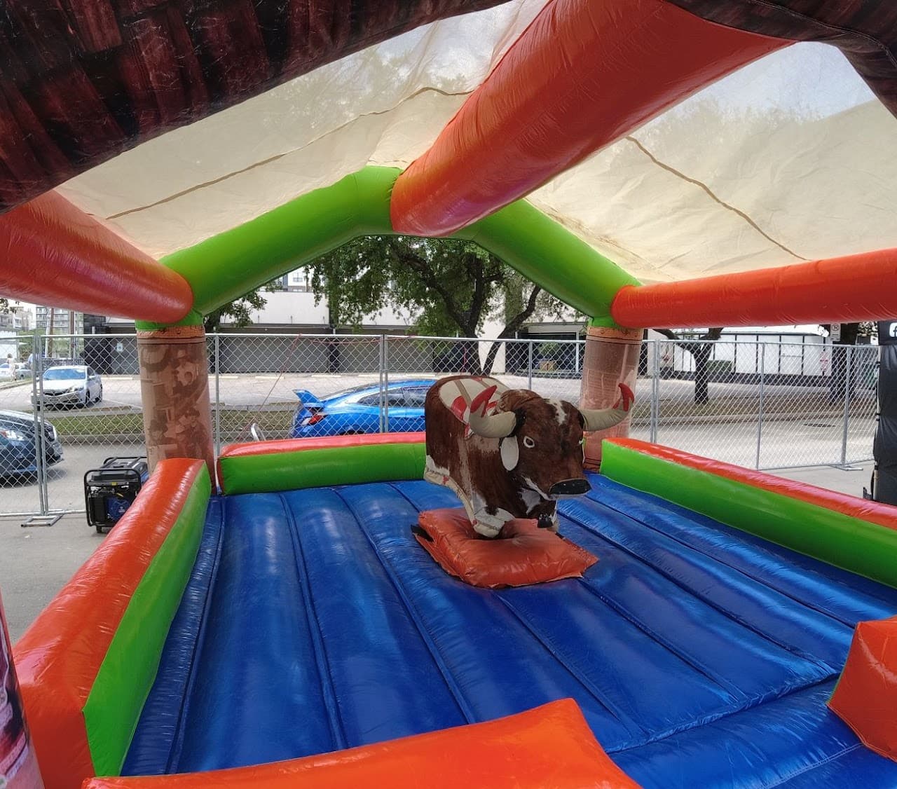 Blue Brown Bouncy Bull Mechanical Ride