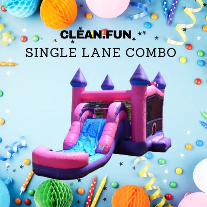 Pink & Purple Single Lane Slide & Bounce Combo