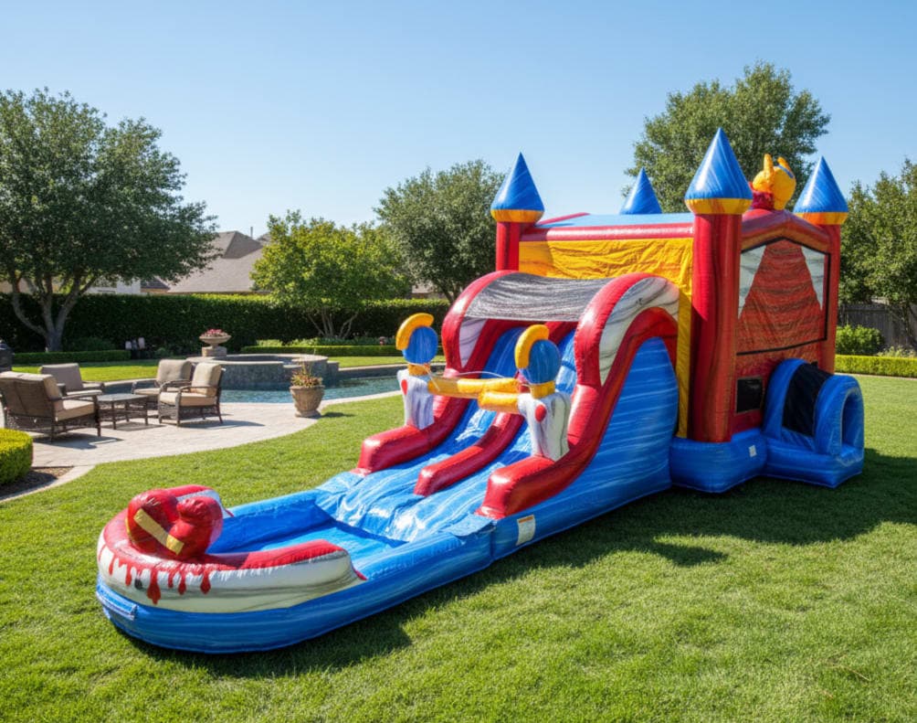 A XL Royalty Double Lane Slide & Bounce House Combo