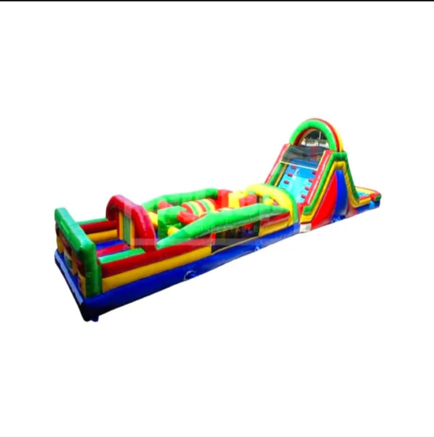 65’ Double Lane Slide Rock Wall Obstacle Course WET OR DRY