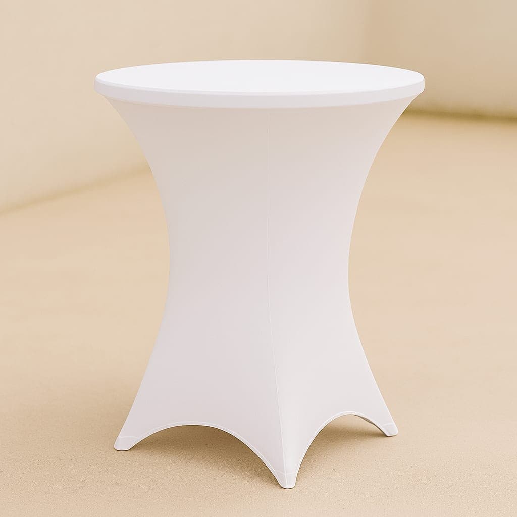 36" Cocktail WHITE Round Cocktail Spandex - white - Tablecloths - rental in Katy, TX