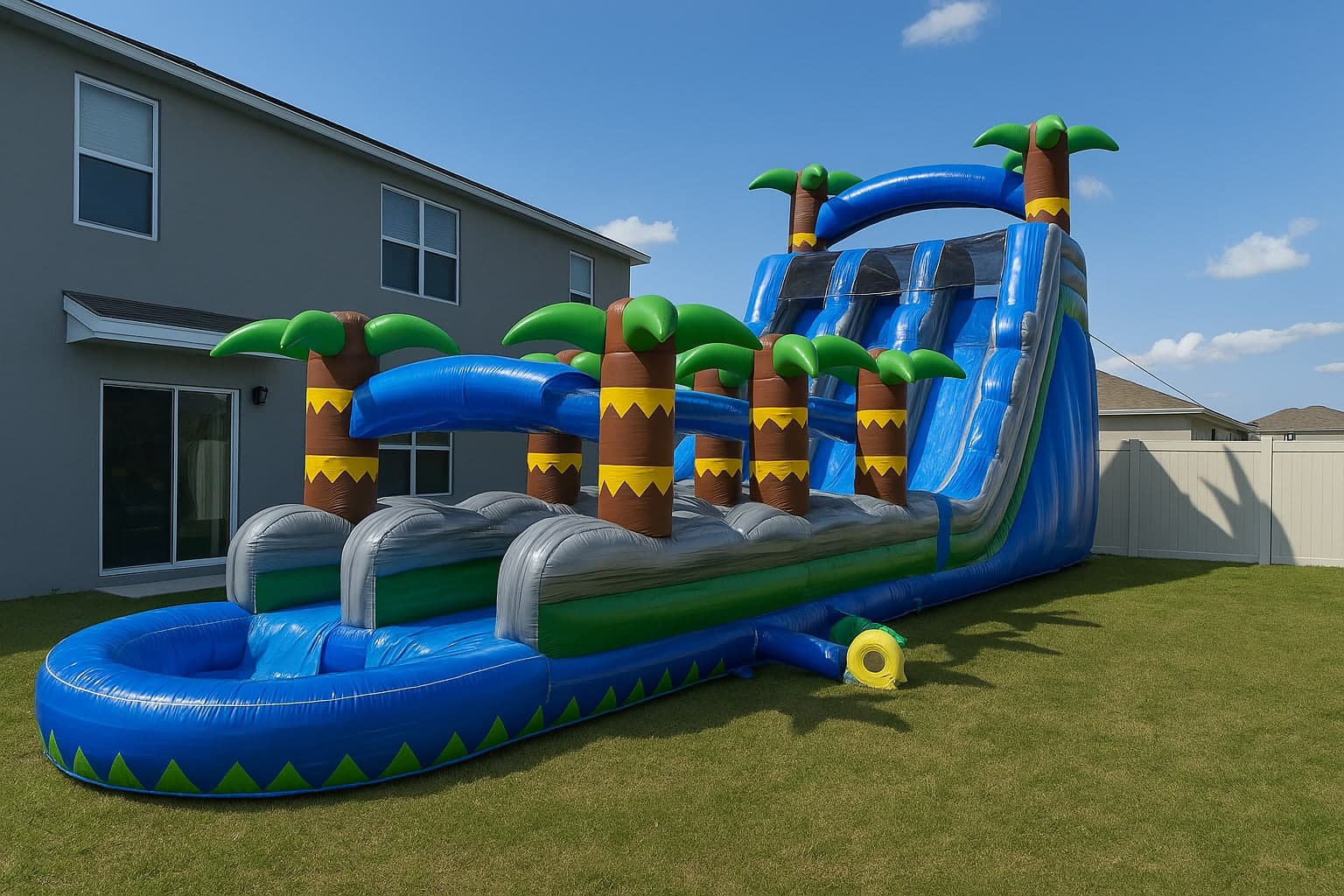 22' Big Blue Dual Lane Water Slide with Slip N Slide & Pool