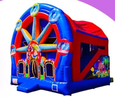 A XL Ferris Wheel Carnival Bounce House & DRY Slide Combo