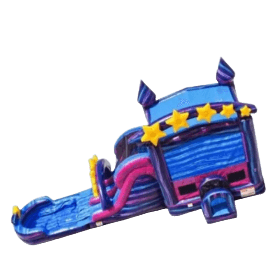 A XL Galaxy Double Lane Slide & Bounce House Combo