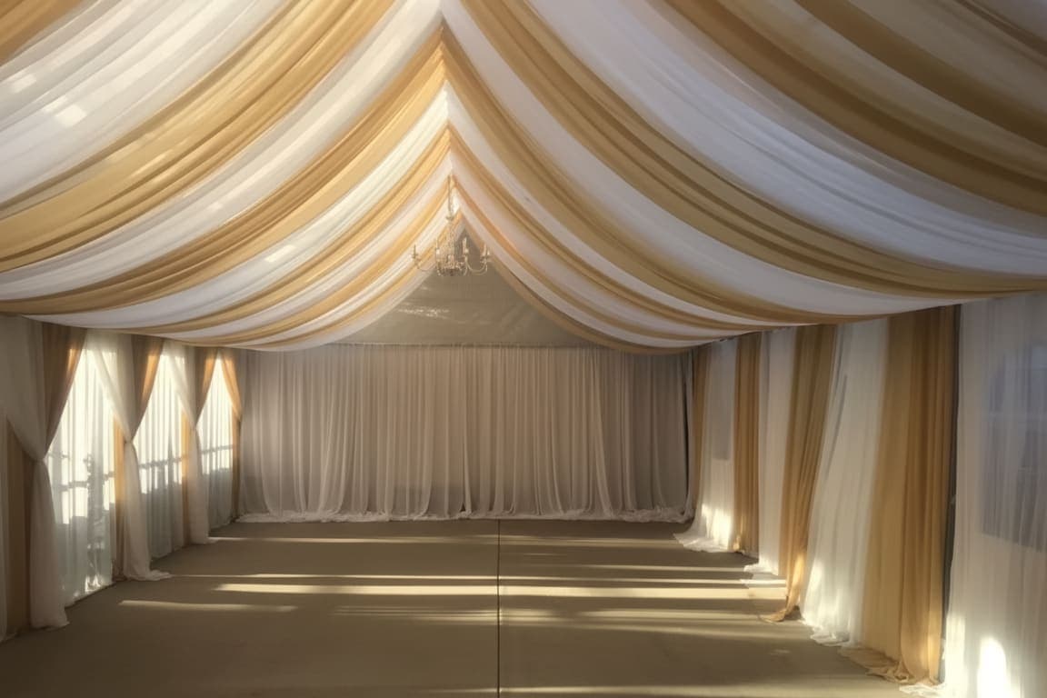 12'x20' Gold Tent With Draping