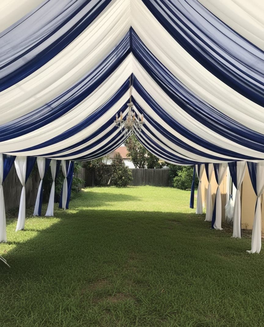 12'x20' Blue Tent With Draping