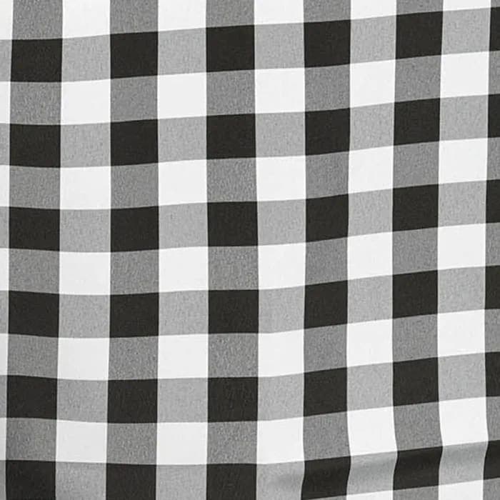 8' BLACK/WHITE PICNIC Rectangular Linen - white - black - Tablecloths - rental in Katy, TX